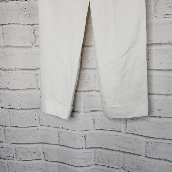 Ann Taylor LOFT Womens White Wide Leg High Waist Lined Linen Pants Size 8P - Picture 11 of 15